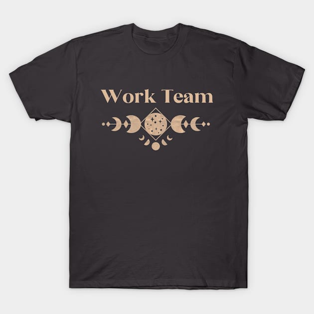 Work Team - Boho Colored Moon Phase Design T-Shirt by best-vibes-only